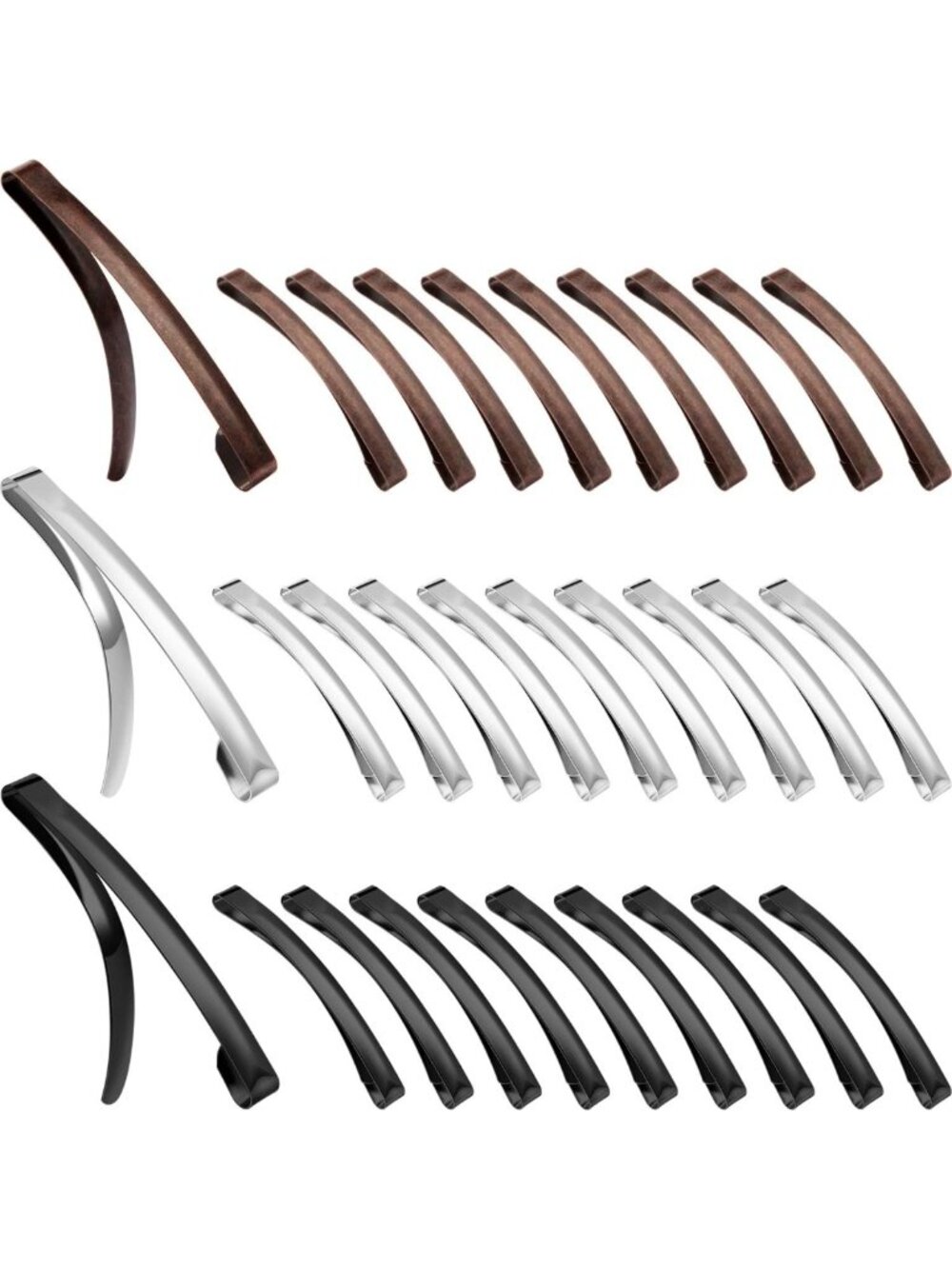 30pcs Hair Barrettes Set - Black, Silver, Brown Slide Clips for All Hair Types